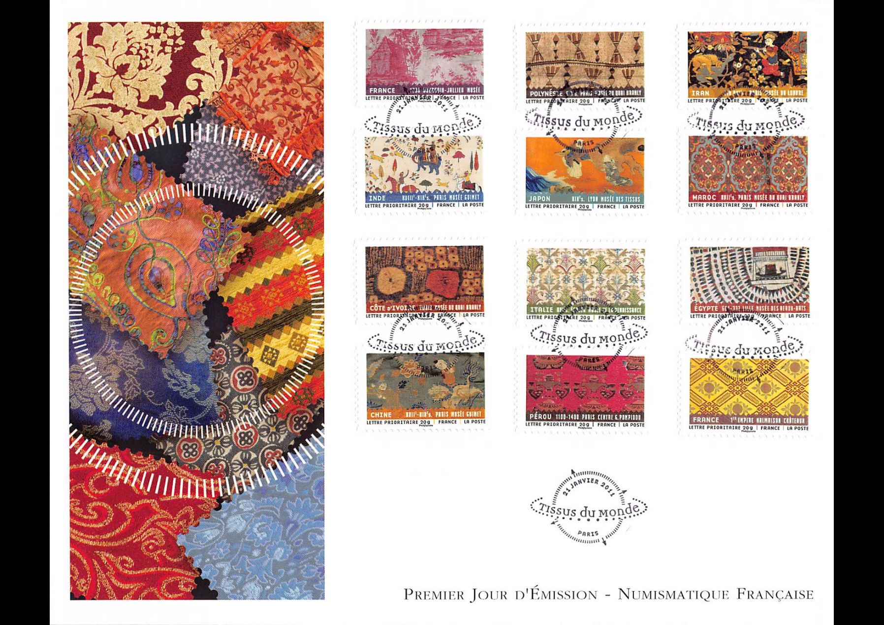 FDC GF LNF - Carnet 2011 - Tissus du monde - Paris 21/1/2011