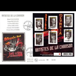 FDC GF soie -  Bloc artistes de la chanson, oblit Paris 14/10/11