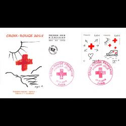FDC JF - Croix rouge (les 2 env) - oblit 7/11/15 Paris