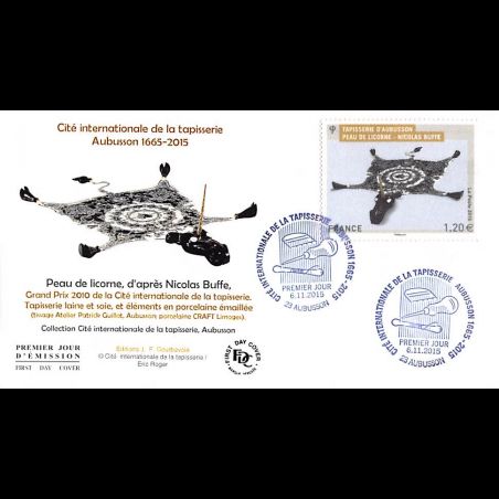 FDC JF - Cité int. de la tapisserie (2 env) - oblit 6/11/15 Aubusson