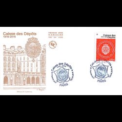 FDC JF - Caisse des dépôts (tp gommé) - oblit 28/4/2016 Paris