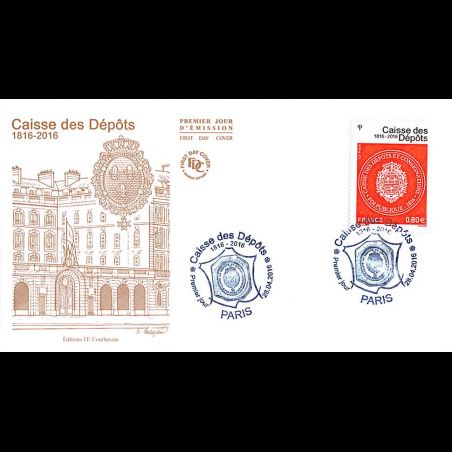 FDC JF - Caisse des dépôts (tp gommé) - oblit 28/4/2016 Paris