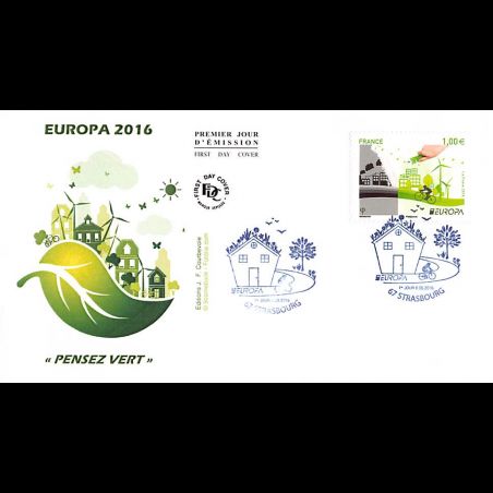 FDC JF - Europa, pensez vert - oblit 8/5/2016 Strasbourg