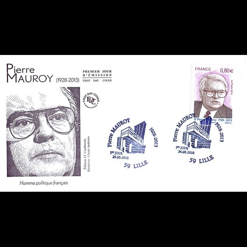FDC JF - Pierre Mauroy - oblit 24/6/2016 Lille