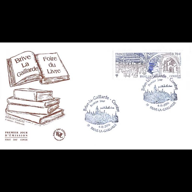 FDC JF - Foire du livre - oblit 4/11/2016 Brive la Gaillarde