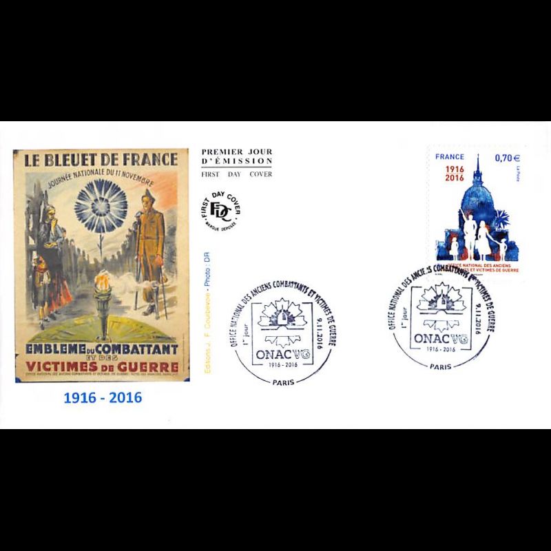 FDC JF - Anciens combattants, bleuet de France - oblit 9/11/2016 Paris