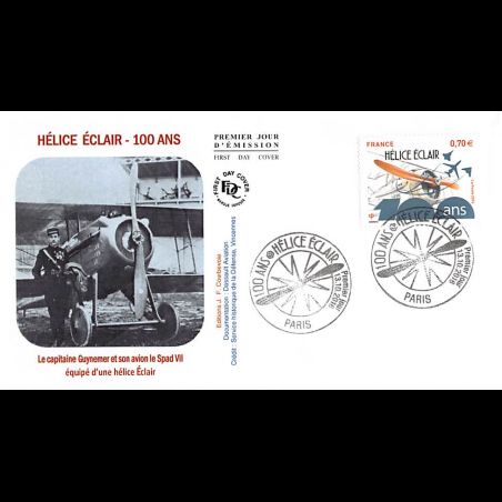 FDC JF - 100 ans Hélice éclair - oblit 13/10/2016 Paris