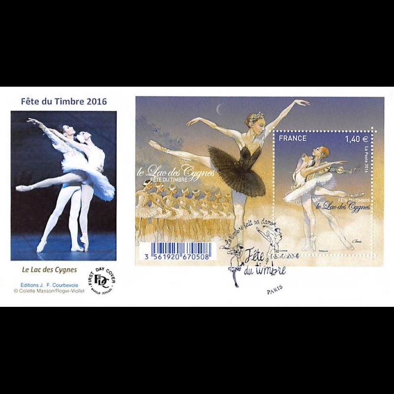 FDC JF - Fête du timbre, le lac des cygnes - oblit 8/10/2016 Paris