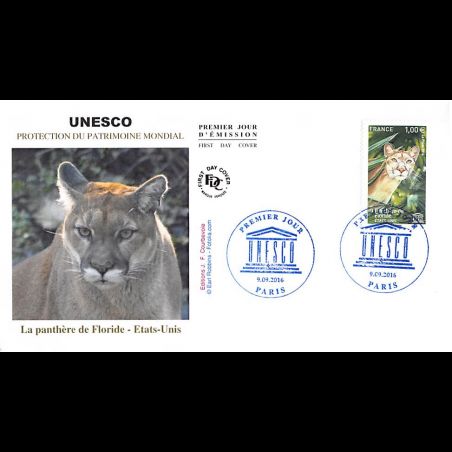 FDC JF - UNESCO, panthère de Floride - oblit 9/9/2016 Paris