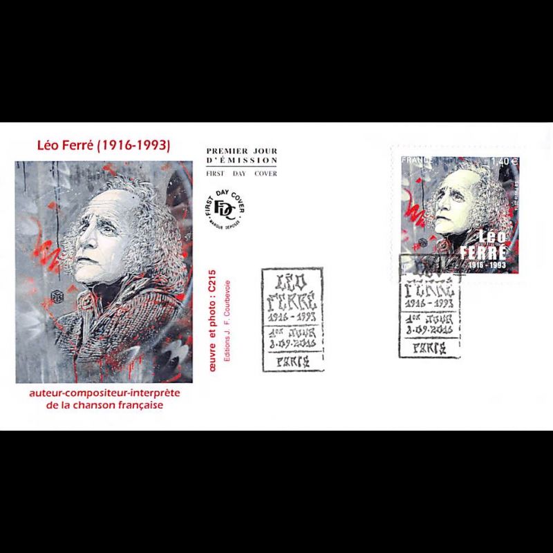 FDC JF - Léo Ferré - oblit 8/9/2016 Paris
