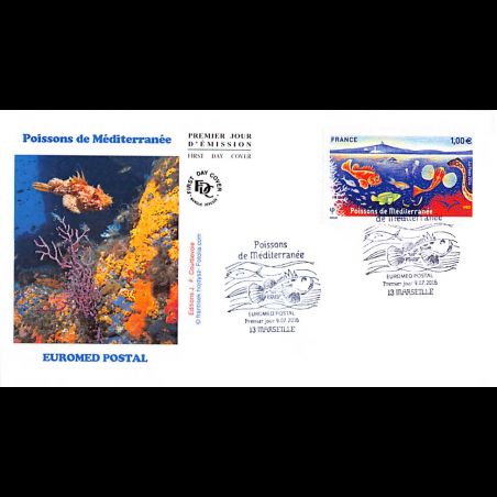 FDC JF - Poissons de Méditerranée, Euromed postal - oblit 9/7/2016 Marseille