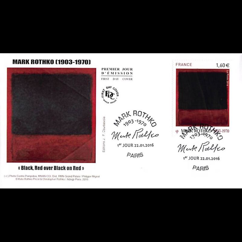 FDC JF - Tableau Mark Rothko - oblit 22/1/2016 Paris
