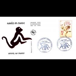 FDC JF - Année du singe - oblit 29/1/2016 Paris