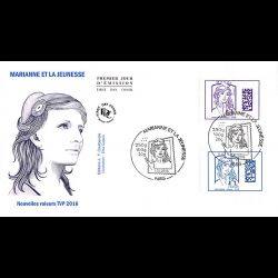 FDC JF - Marianne et la jeunesse (2 env) - oblit 1/1/2016 Paris