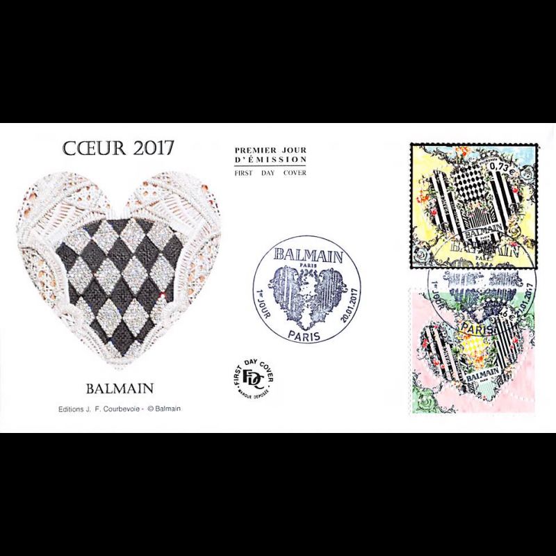FDC JF - Coeurs Balmain - oblit 20/1/2017 Paris