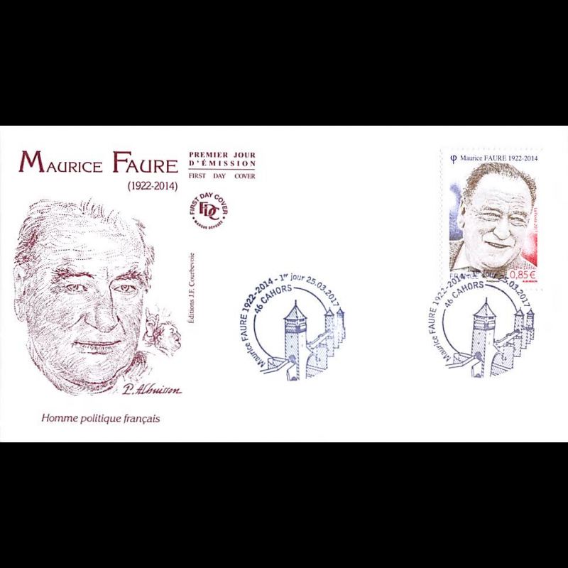 FDC JF - Maurice Faure - oblit 25/3/2017 Cahors