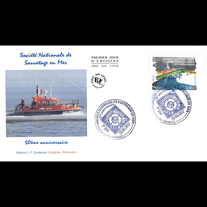 FDC JF - Sté nationale de sauvetage en mer - oblit 23/5/2017 Vannes