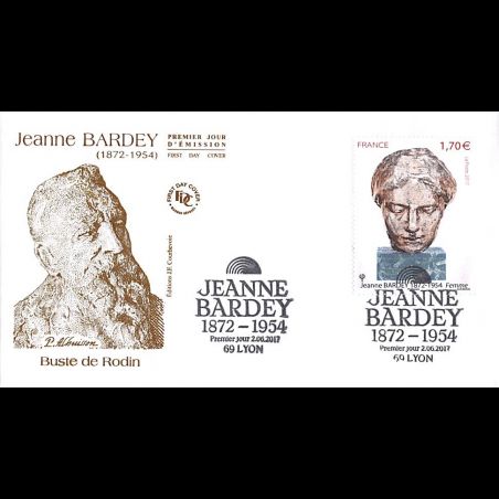 FDC JF - Tableau Jeanne Bardey. Buste de Rodin - oblit 2/6/2017 Lyon