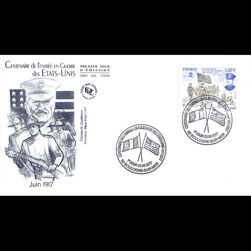 FDC JF - Centenaire entrée en guerre Etats unis - 23/6/17 Boulogne s/mer