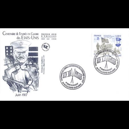 FDC JF - Centenaire entrée en guerre Etats unis - 23/6/17 Boulogne s/mer