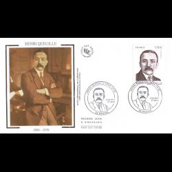 FDC soie - Henri Queuille, homme politique, oblit 17/2/2012 Neuvic