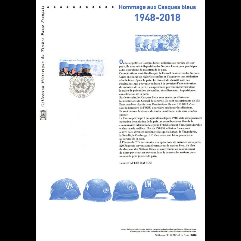 Document officiel 2018 - Hommage aux casques bleus