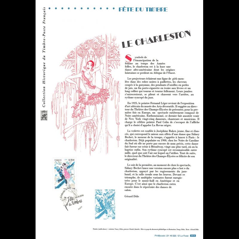 Document officiel 2016 - Fête du timbre - Le charleston