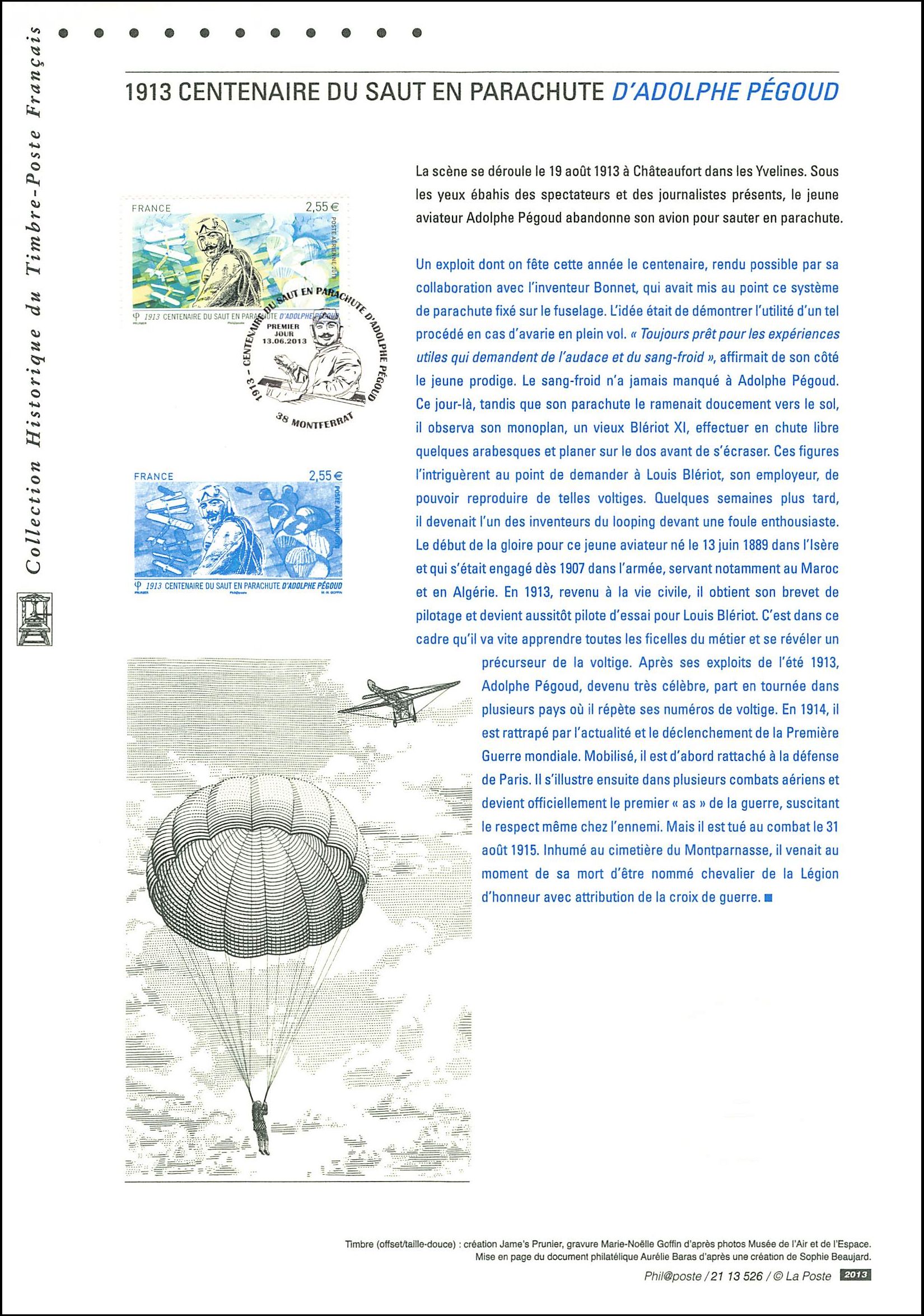 Document officiel 2013 - Centenaire du saut en parachute d'Adolphe Pégoud