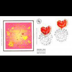 FDC soie - Timbres CŒUR...