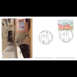 FDC LNF - Coaraze (Alpes-Maritimes), vue aérienne du village, oblit 19/6/14