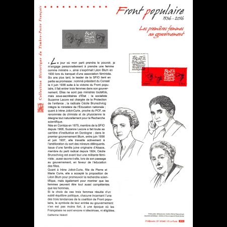 Document officiel 2016 - Front populaire. Les premières femmes au gouvernement
