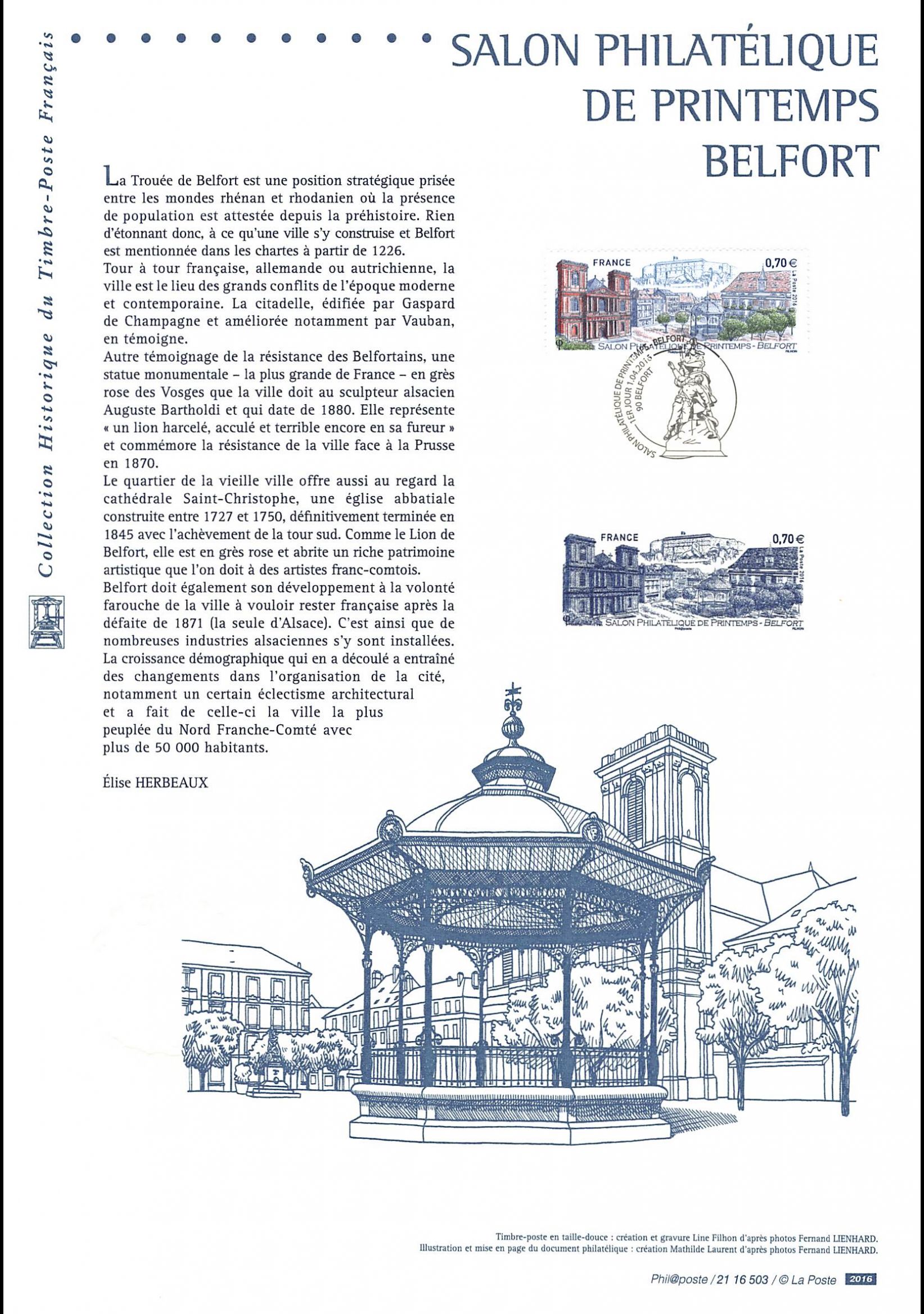 Document officiel 2016 - Salon philatélique de printemps à Belfort