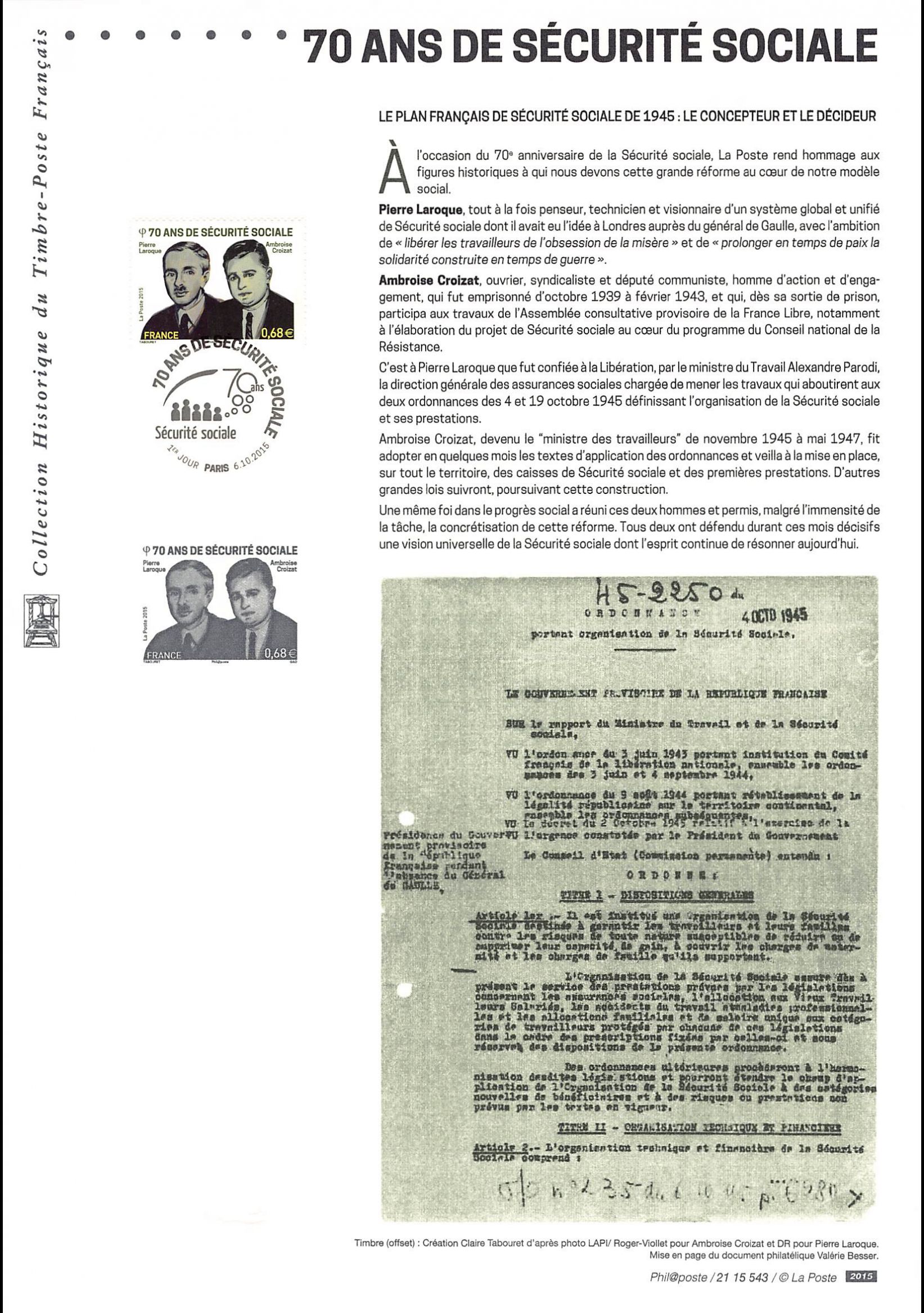 Document officiel 2015 - 70 ans de sécurité sociale