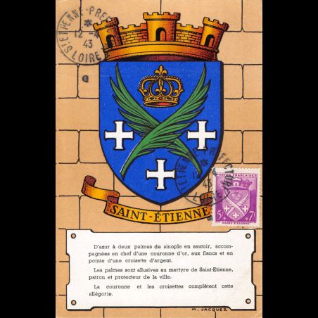 Carte maximum - n° 564 Armoiries de Saint-Etienne