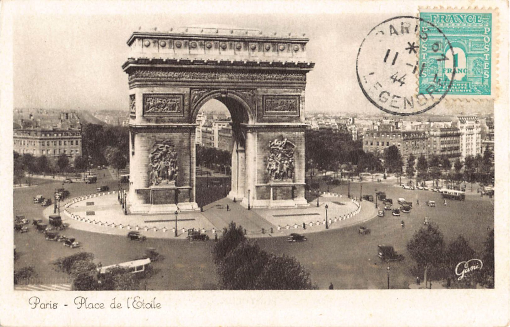 Carte maximum - n° 624 Arc de Triomphe de l'étoile à Paris
