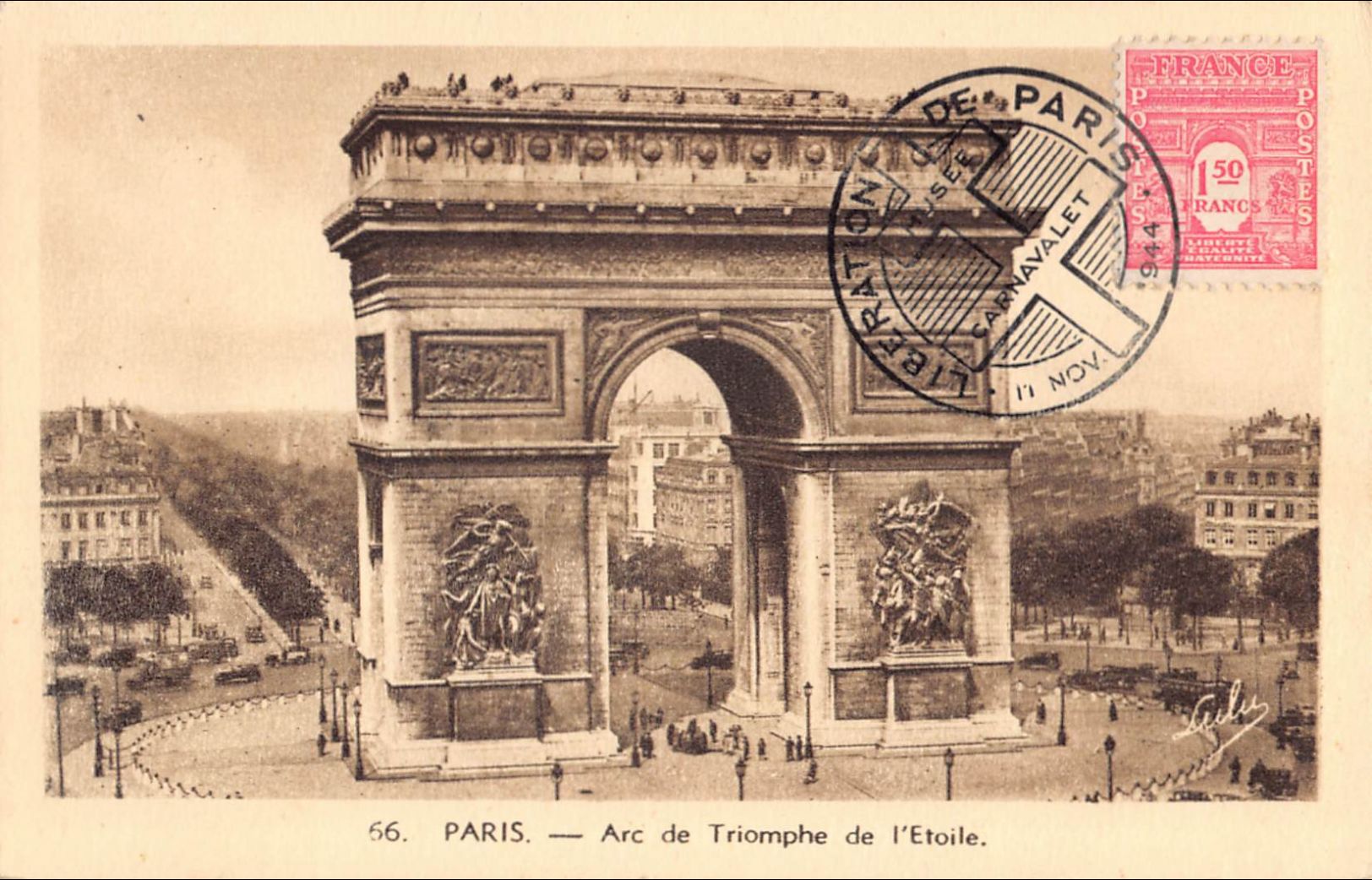 Carte maximum - n° 625 Arc de Triomphe de l'étoile à Paris