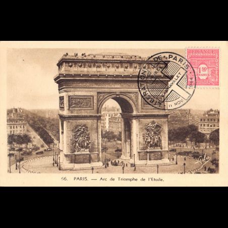 Carte maximum - n° 625 Arc de Triomphe de l'étoile à Paris