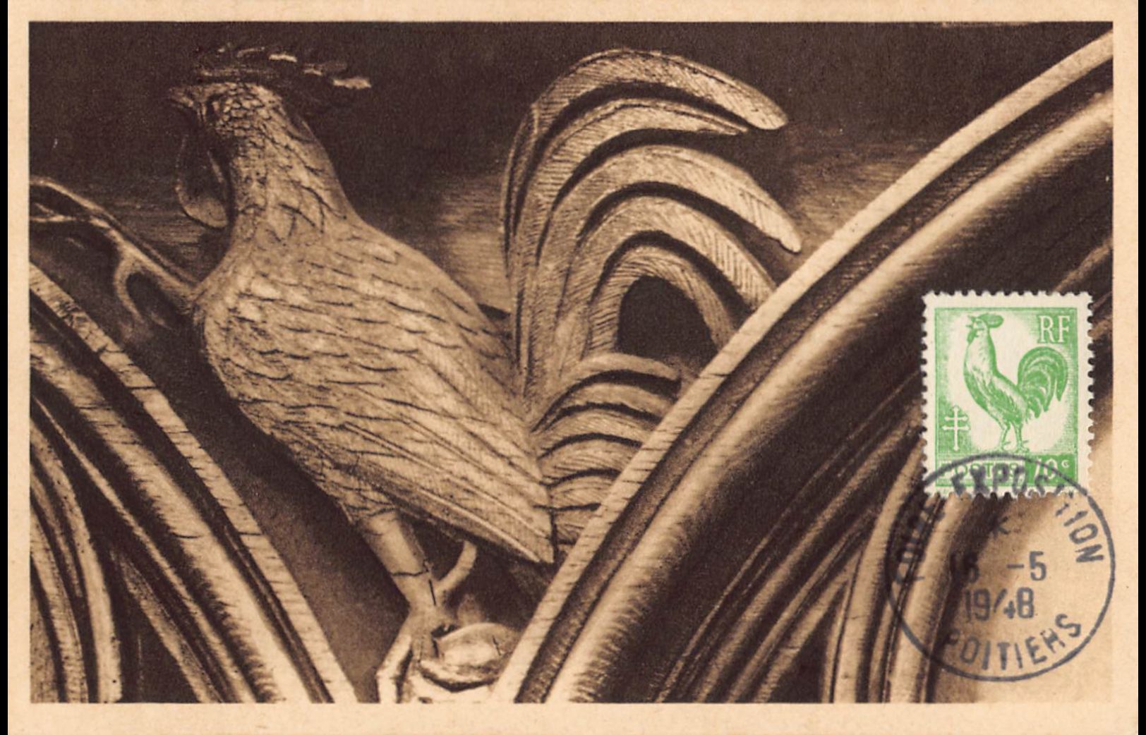 Carte maximum - n° 630 Coq d'Alger 10 c.