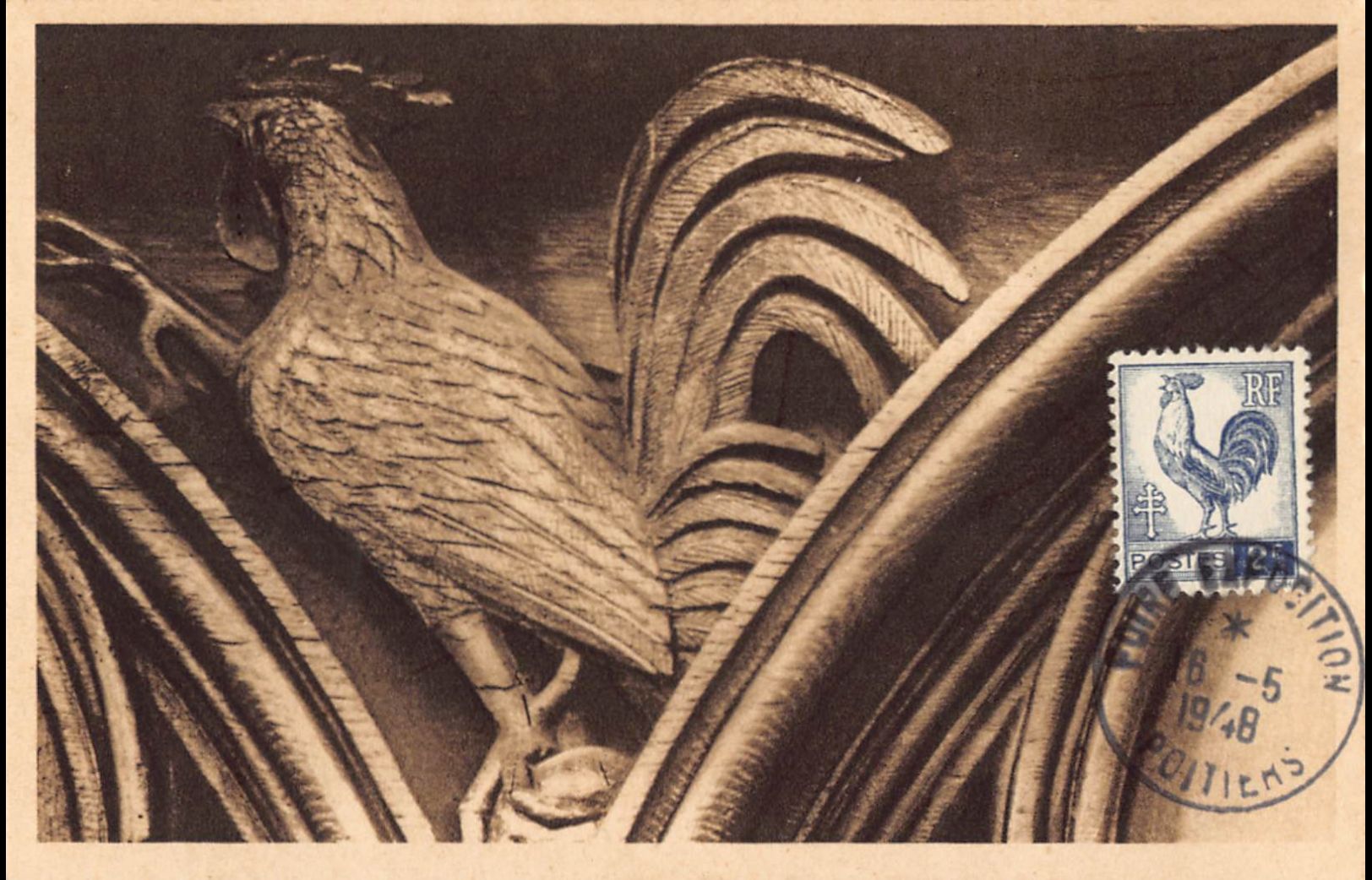 Carte maximum - n° 640 Coq d'Alger 2 F.