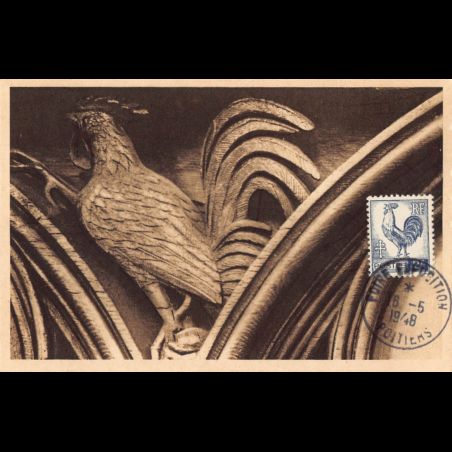 Carte maximum - n° 640 Coq d'Alger 2 F.