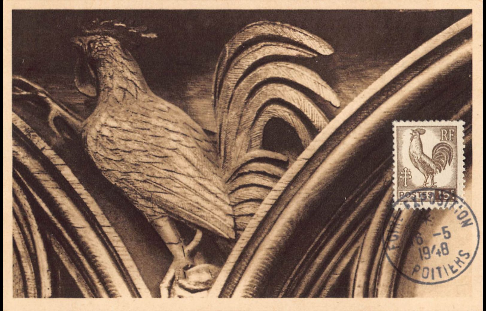 Carte maximum - n° 647 Coq d'Alger 15 F.