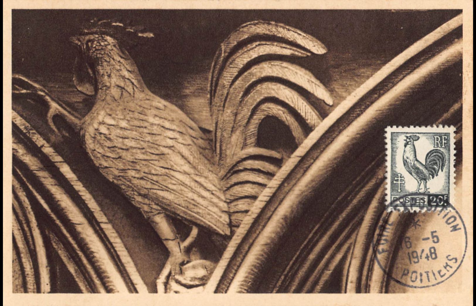 Carte maximum - n° 648 Coq d'Alger 20 F.