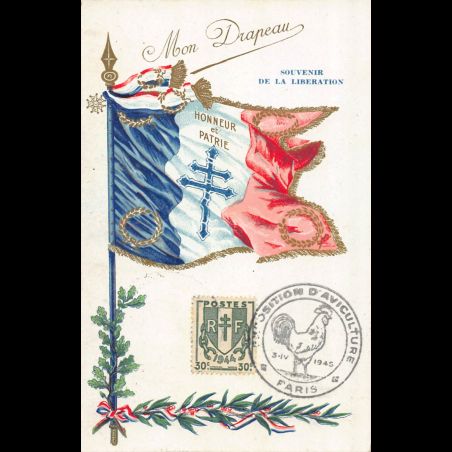 Carte maximum - n° 671 Libération - 79e exposition d'Aviculture