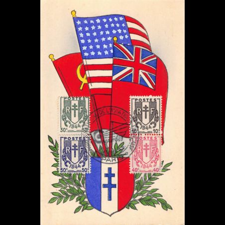 Carte maximum - n° 670/3 Libération - Expo la France d'outre-mer dans la guerre