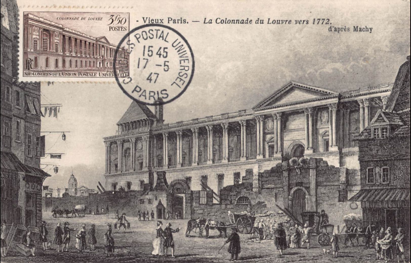 Carte maximum v4 - n° 780 - Congrès de l'union postale universelle - Louvre à Paris