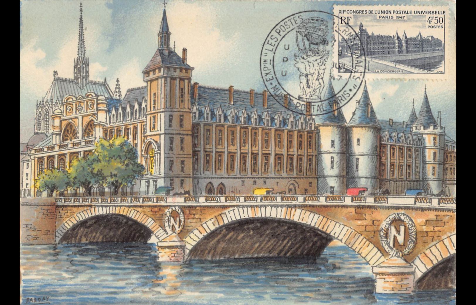 Carte maximum v3 - n° 781 - Congrès de l'union postale universelle - La conciergerie à Paris