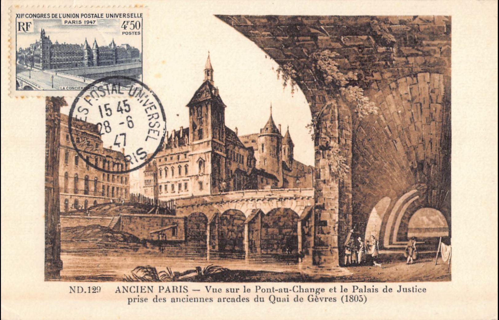 Carte maximum v5 - n° 781 - Congrès de l'union postale universelle - La conciergerie à Paris