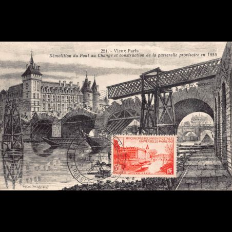Carte maximum - n° 782 - Congrès de l'union postale universelle - La cité à Paris