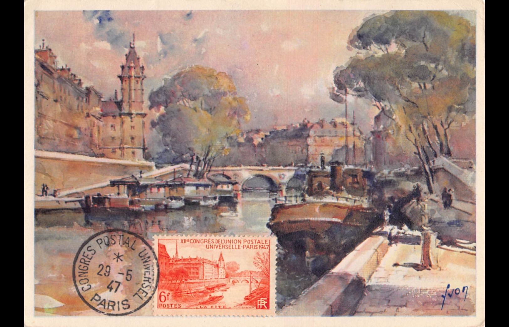 Carte maximum v3 - n° 782 - Congrès de l'union postale universelle - La cité à Paris