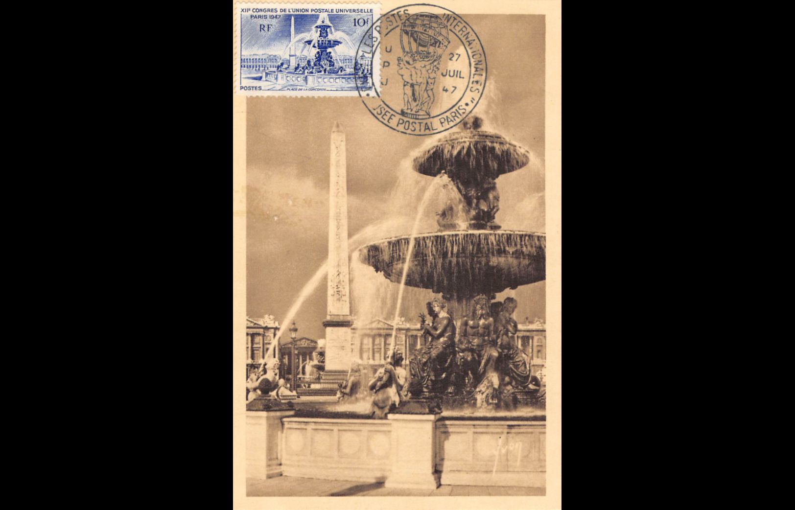 Carte maximum v4 - n° 783 - Congrès de l'union postale universelle - Place de la Concorde à Paris